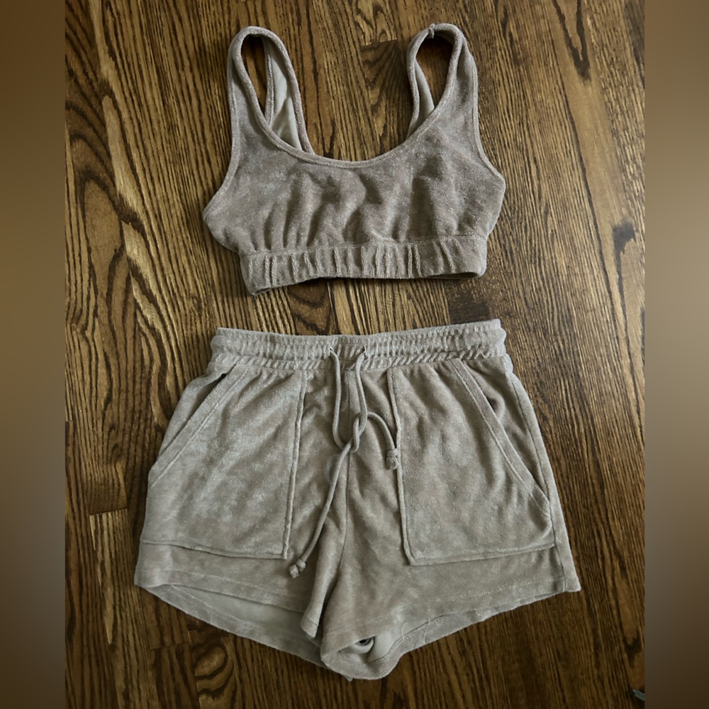 Zara High Waist Shorts and Top Set in Gray